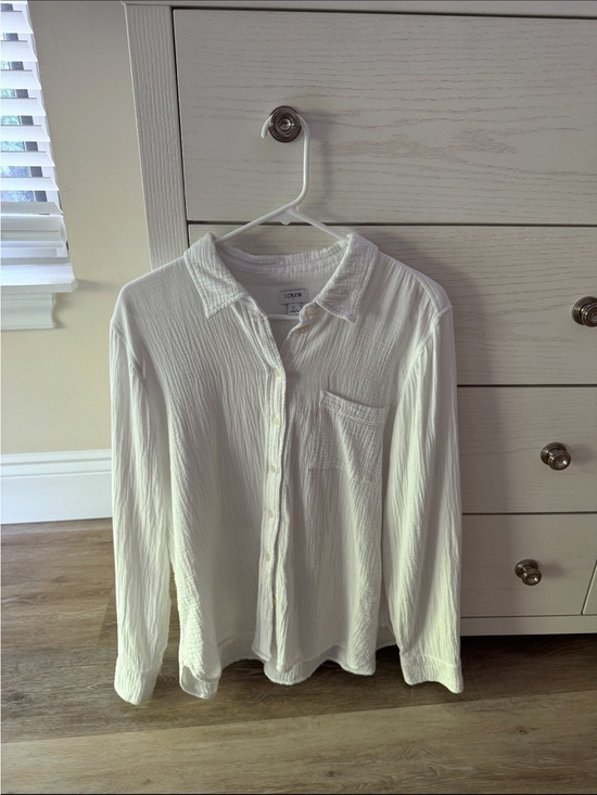 J. Crew Tops - J CREW white gauze button down shirt